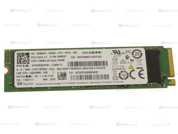 Used SK Hynix 256GB NVMe PCIE SSD Hard Drive M.2 2280 Card 256GB PC611 0W5XP For Sale