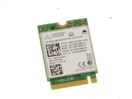 Used Intel Tri-Band Wireless-AC 18265 WLAN WiFi  802.11ac Bluetooth 4.2 M.2 Card 8GJD6 Hot on Sale